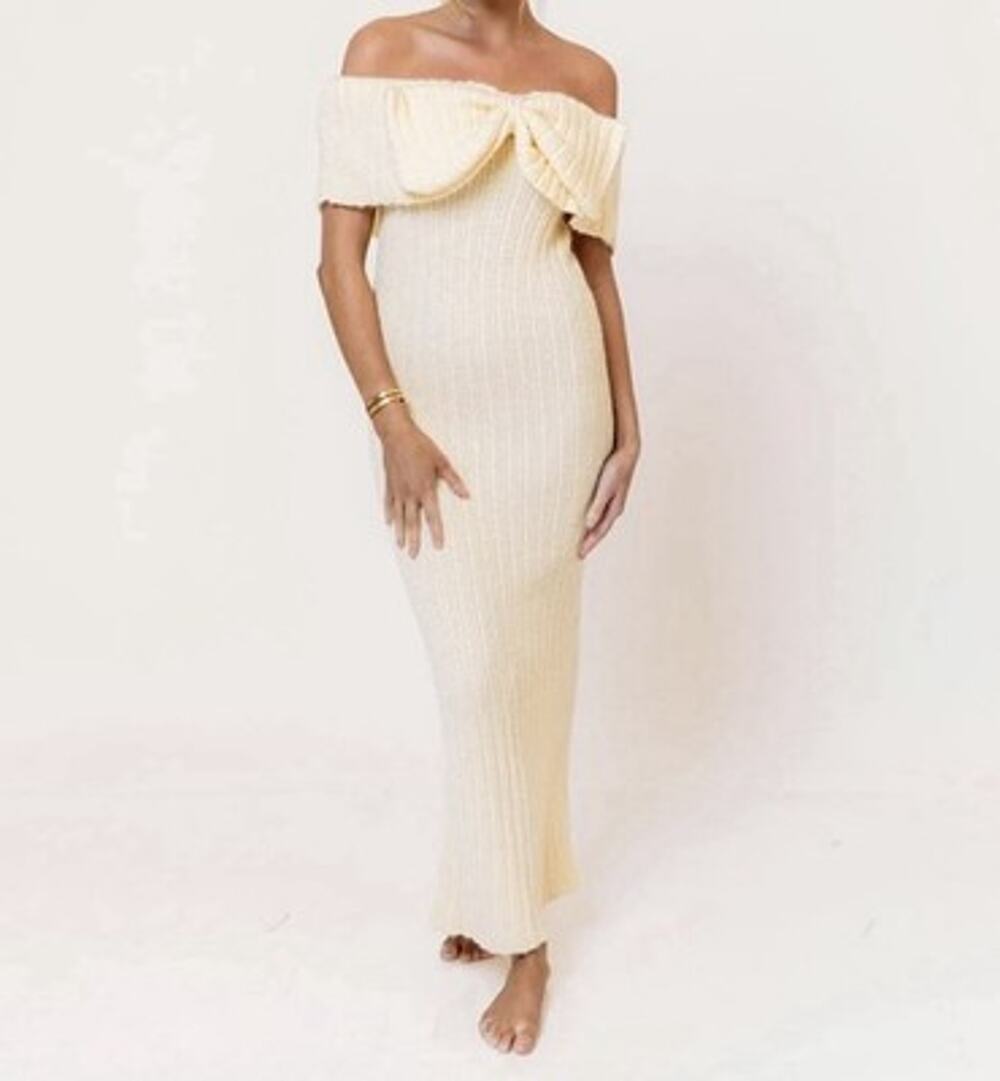 NWT Worth Collective Aston Bow Front Maxi Dress Sweater Size: Lg